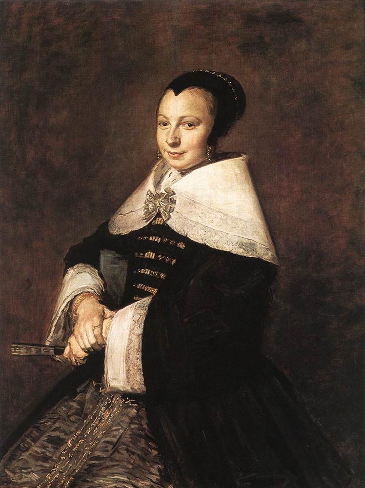 Portrait Of A Seated Woman Holding A Fan by Frans Hals