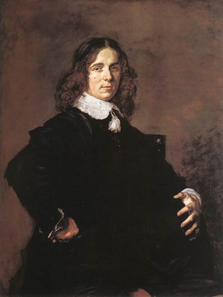Portrait Of A Seated Man Holding A Hat by Frans Hals