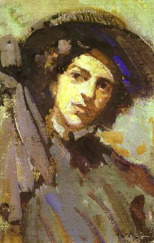 Portrait Of Nadezhda Komarovskaya by Konstantin Alekseyevich Korovin