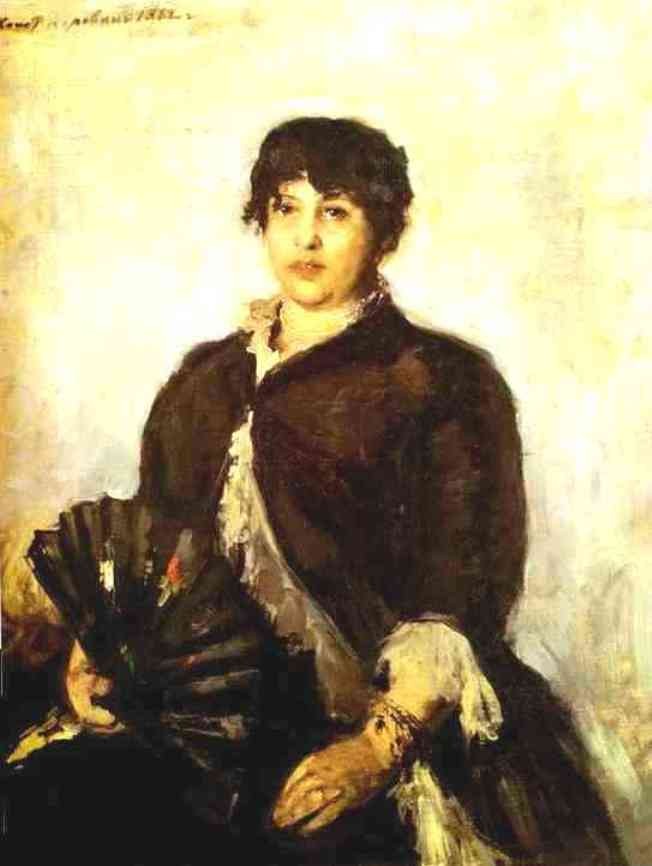 Portrait Of Olga Alyabyeva by Konstantin Alekseyevich Korovin