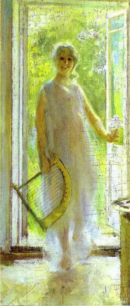 Young Woman On The Threshold by Konstantin Alekseyevich Korovin