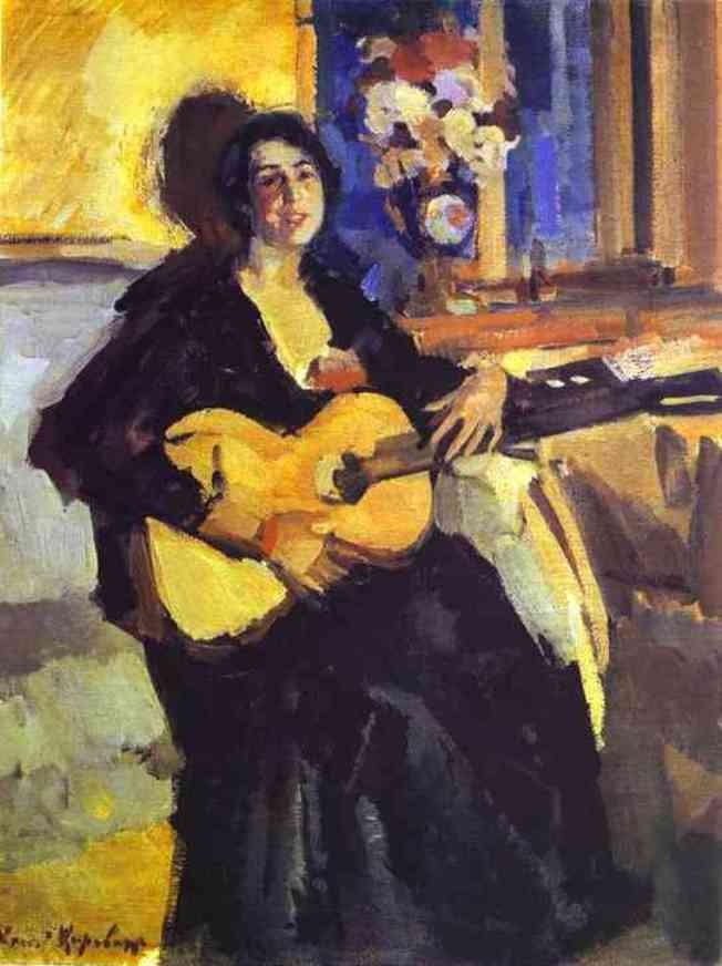 Lady With Guitar by Konstantin Alekseyevich Korovin