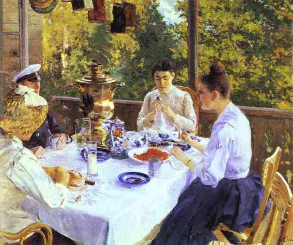At A Tea Table by Konstantin Alekseyevich Korovin
