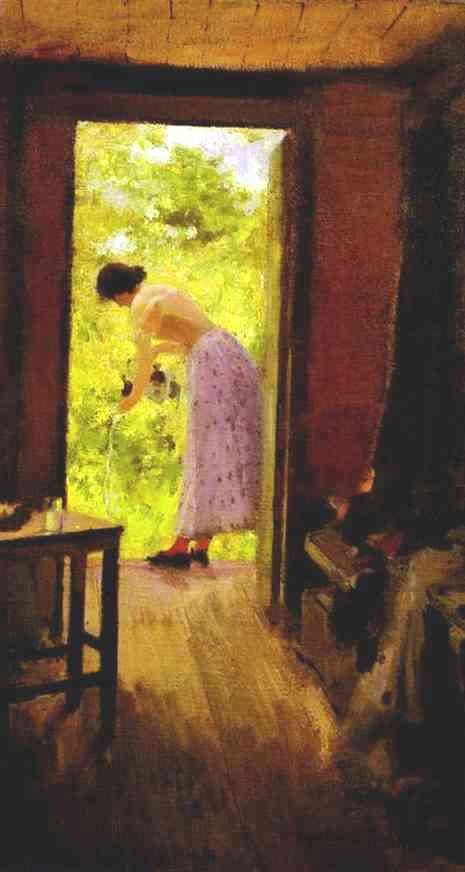 In A Summer Cottage by Konstantin Alekseyevich Korovin