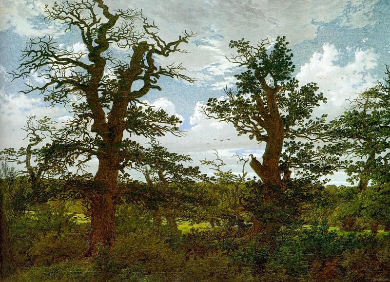 Landscape with Oak Trees and a Hunter by Caspar David Friedrich