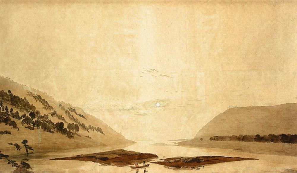 Mountainous River Landscape Day Version by Caspar David Friedrich
