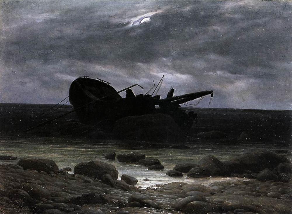 Wreck In The Moonlight by Caspar David Friedrich