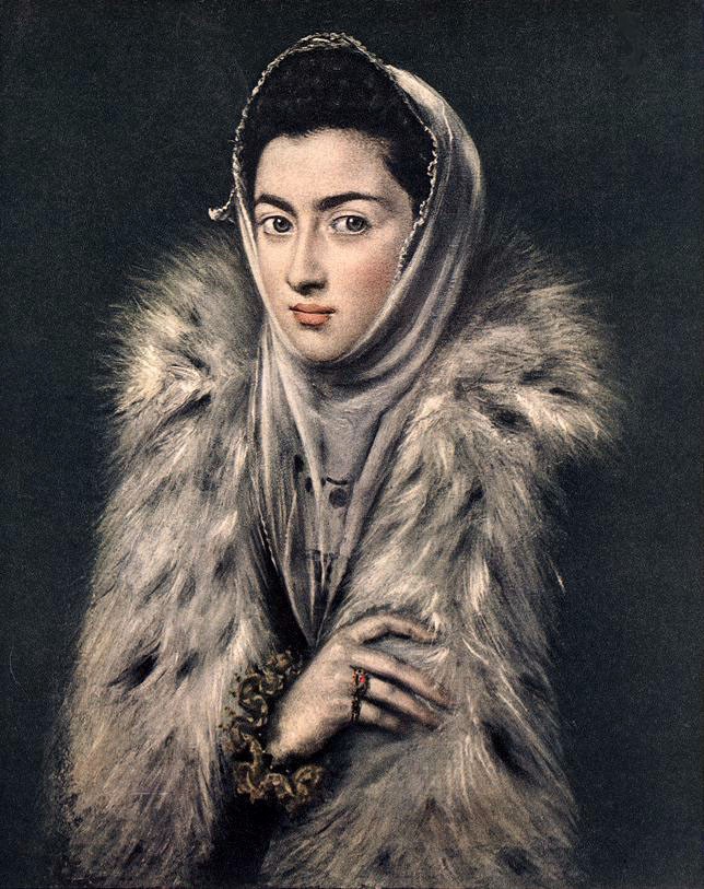 Lady with a Fur 1580 by Doménikos Theotokópoulos (el Greco)