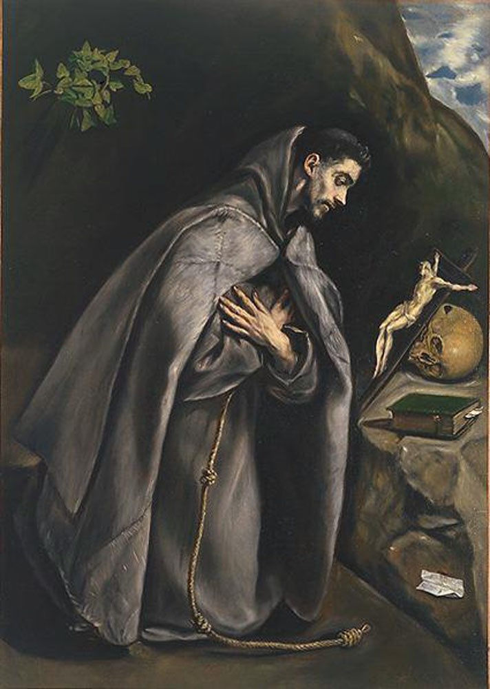 St Francis Venerating the Crucifix by Doménikos Theotokópoulos (el Greco)