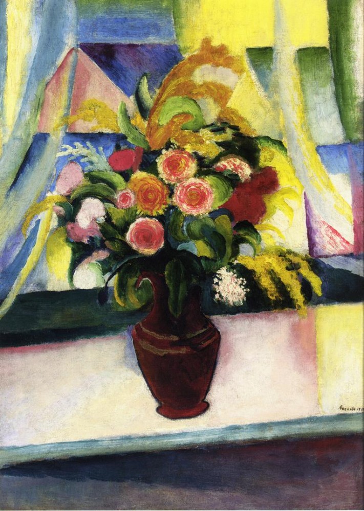 Abstract Flowers In A Vase by August Macke