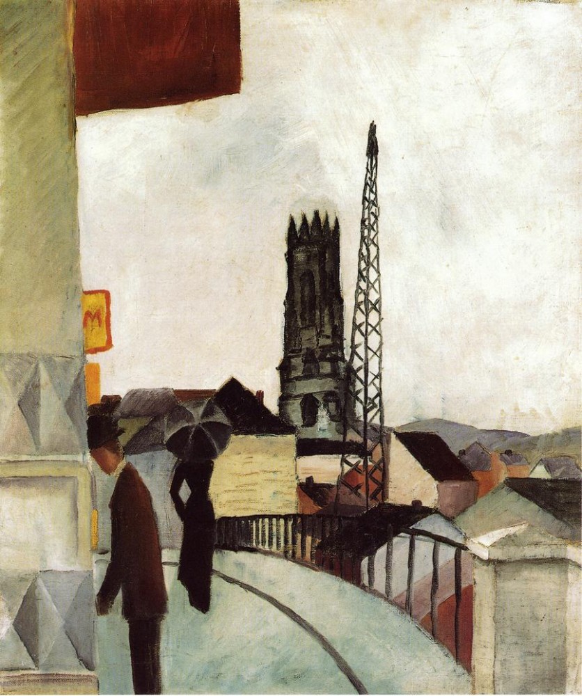 Cathedral At Freiburg Switzerland by August Macke
