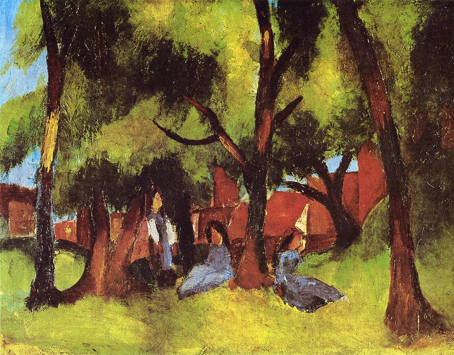 Children Under Trees In Sun by August Macke