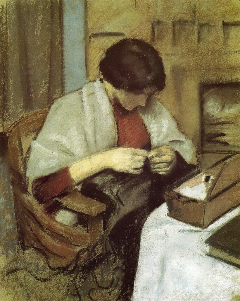 Elizabeth Gerhardt Sewing by August Macke