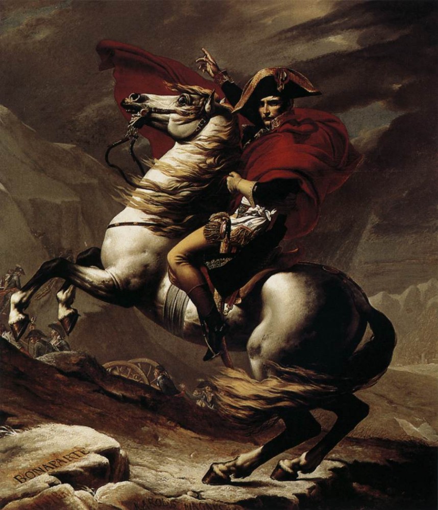 Bonaparte Calm on a Fiery Steed Crossing the Alps by Jacques-Louis David