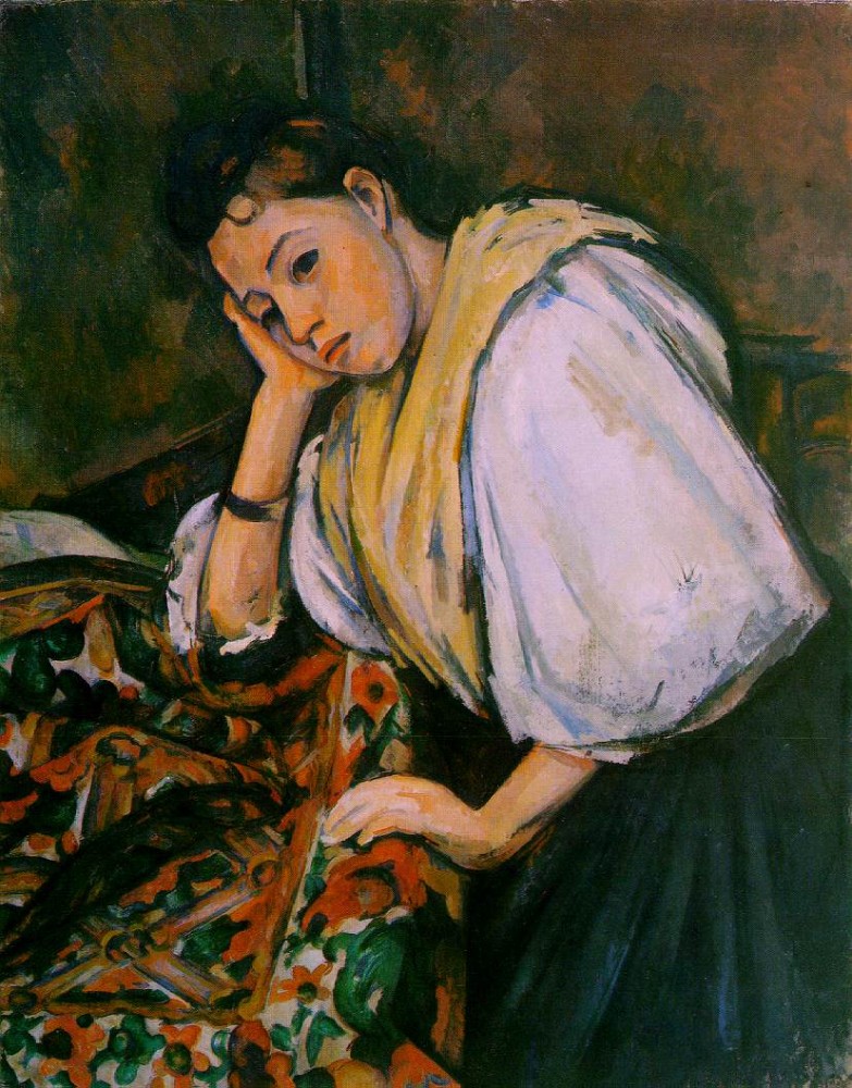 Young Italian Girl Resting on Her Elbow by Paul Cézanne