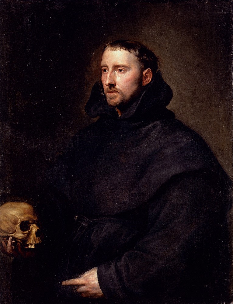 Portrait Of A Monk Of The Benedictine Order Holding A Skull by Sir Anthony van Dyck