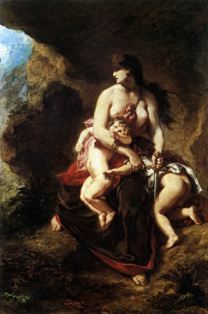 Medea about to Kill her Children by Ferdinand Victor Eugène Delacroix