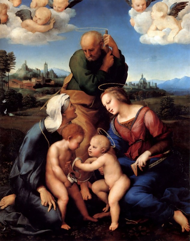 The Holy Family With Saints Elizabeth and John by Raffaello Sanzio da Urbino