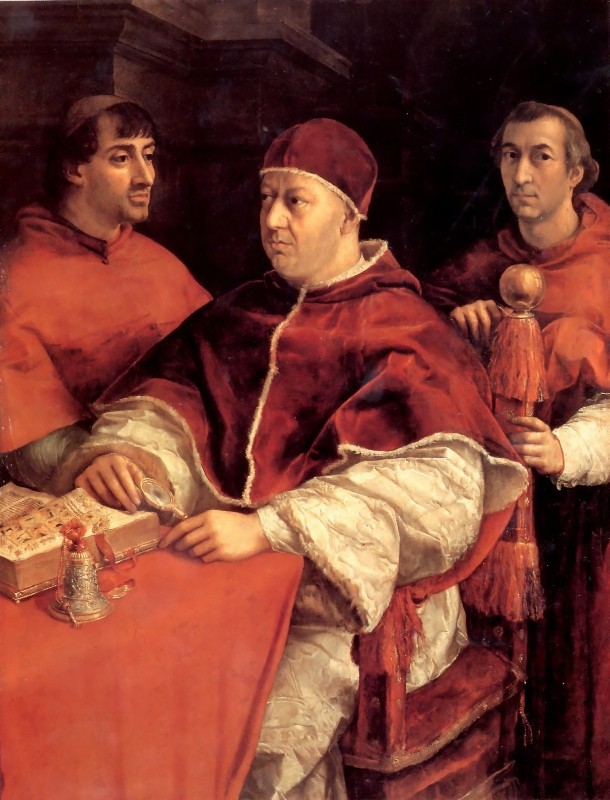 Portrait of Leo X and Two Cardinals by Raffaello Sanzio da Urbino