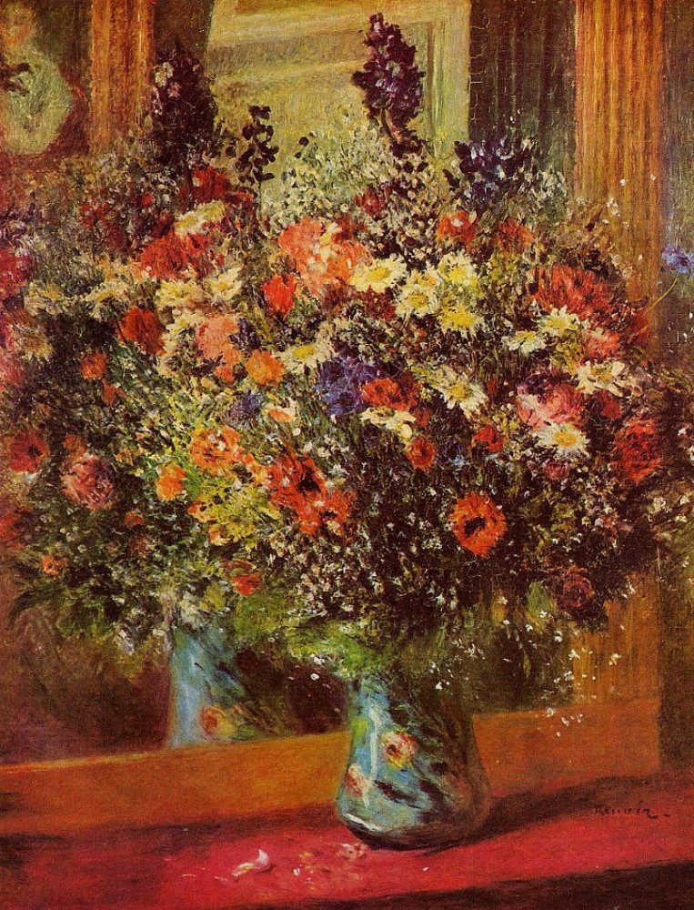 Bouquet in front of a Mirror by Pierre-Auguste Renoir