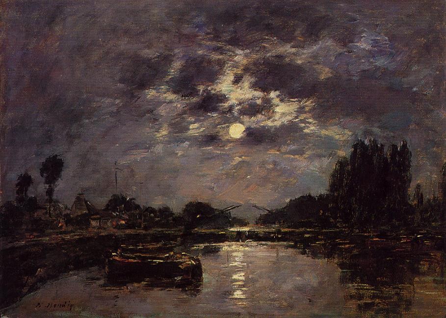 The Effect of Moonlight aka St. Valery Canal by Eugène Boudin