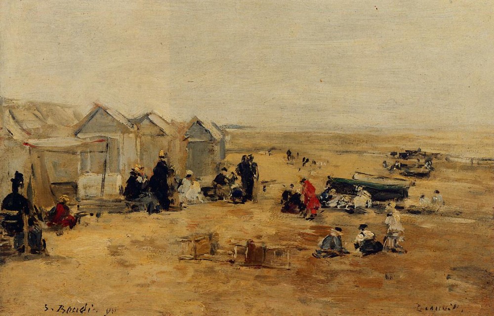 Deauville Beach Scene by Eugène Boudin