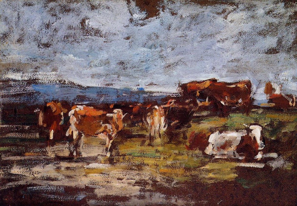 Cows in Pasture by Eugène Boudin