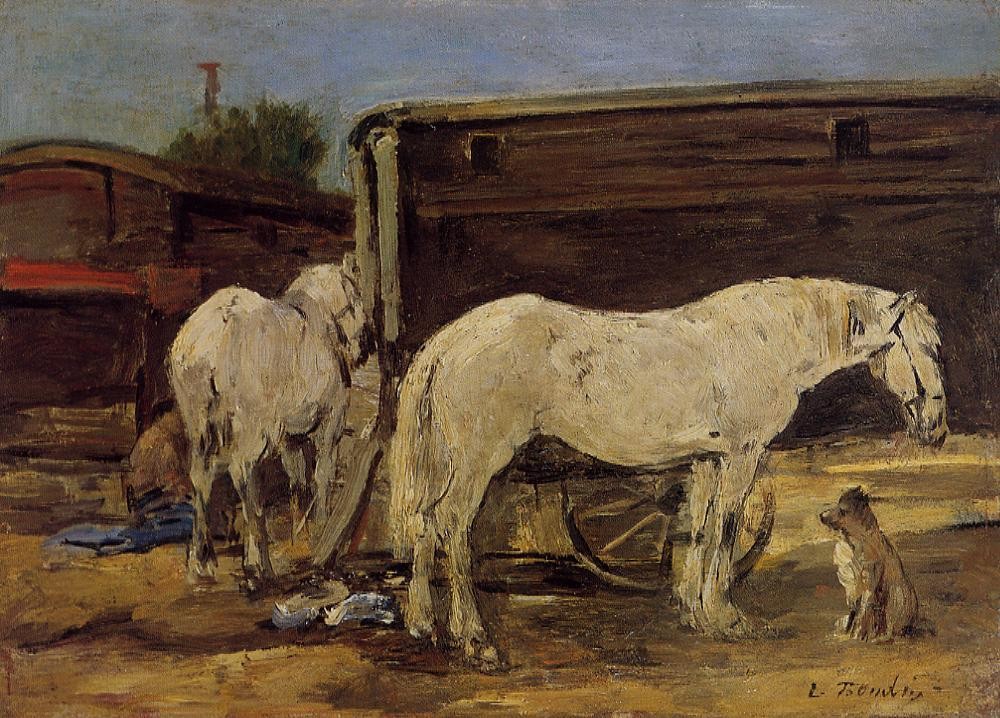 Gypsy Horses by Eugène Boudin
