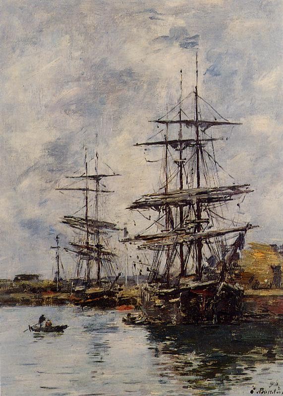 Deauville, Ships at Dock by Eugène Boudin