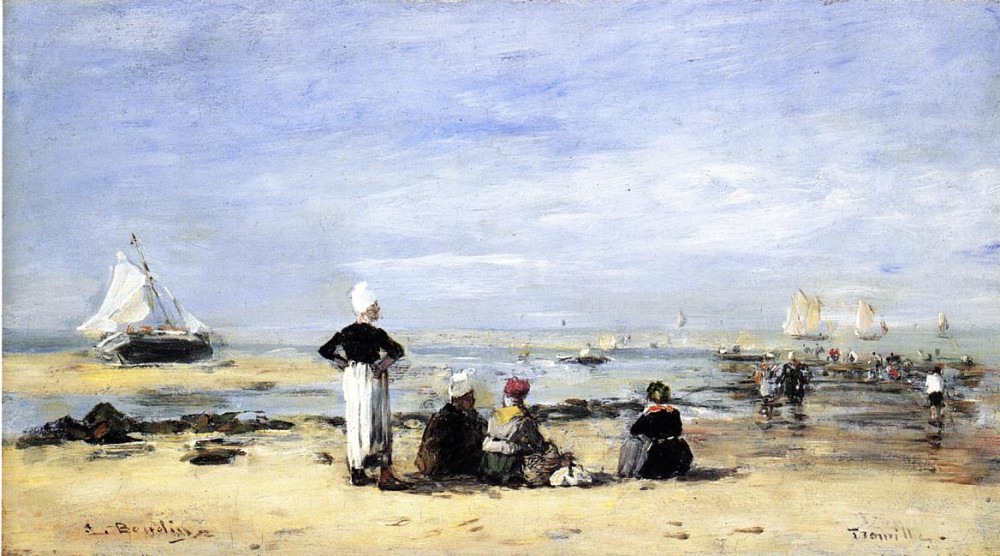 Low Tide at Trouville by Eugène Boudin