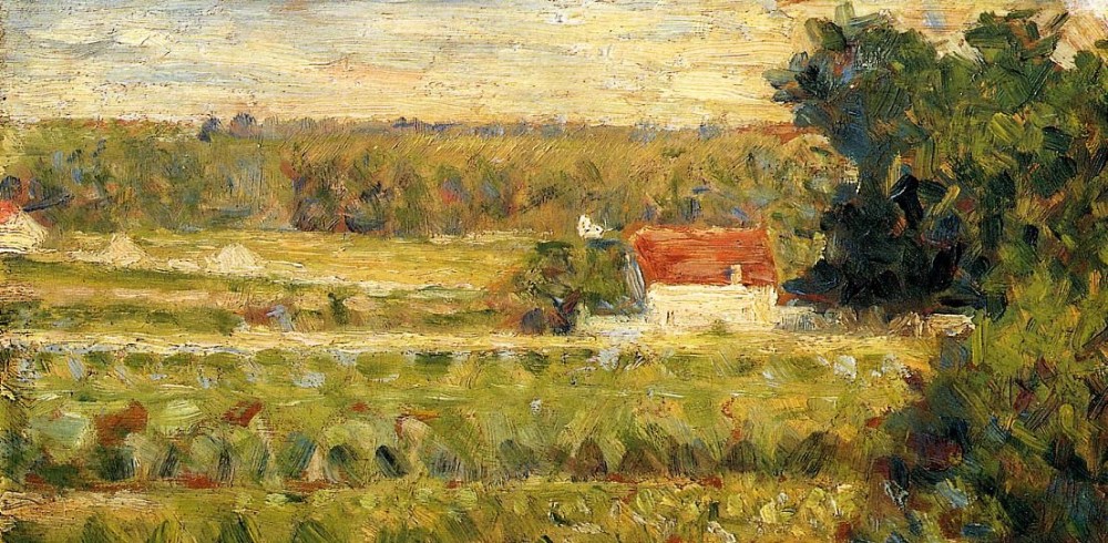 House With Red Roof by Georges-Pierre Seurat