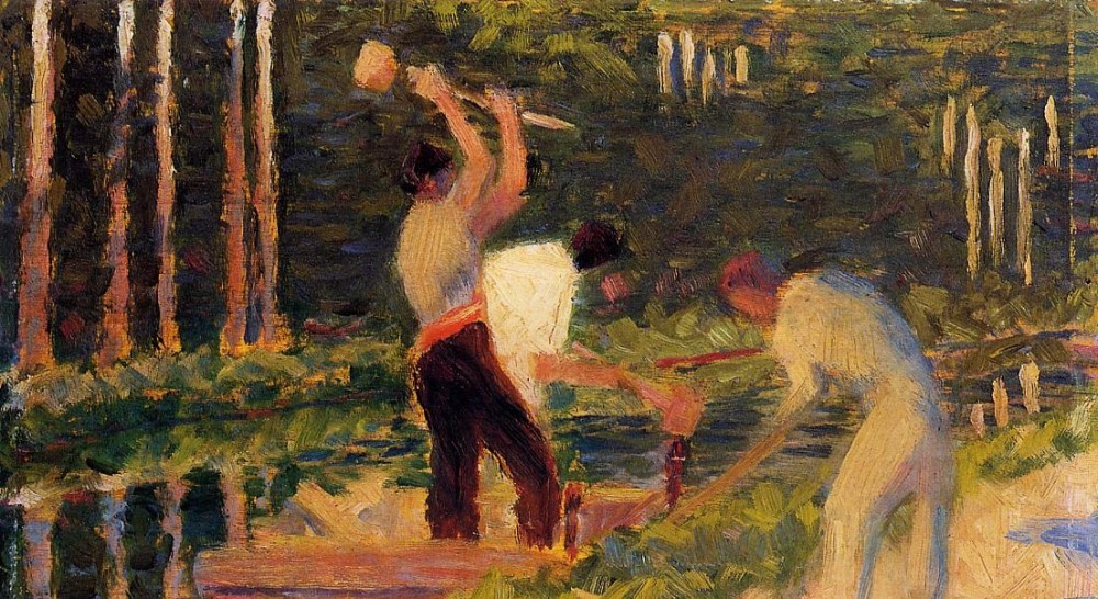 Men Laying Stakes by Georges-Pierre Seurat