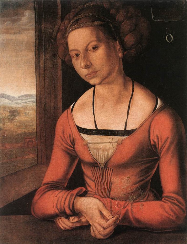 Portrait of a Young Furleger with Her Hair Done Up by Albrecht Dürer