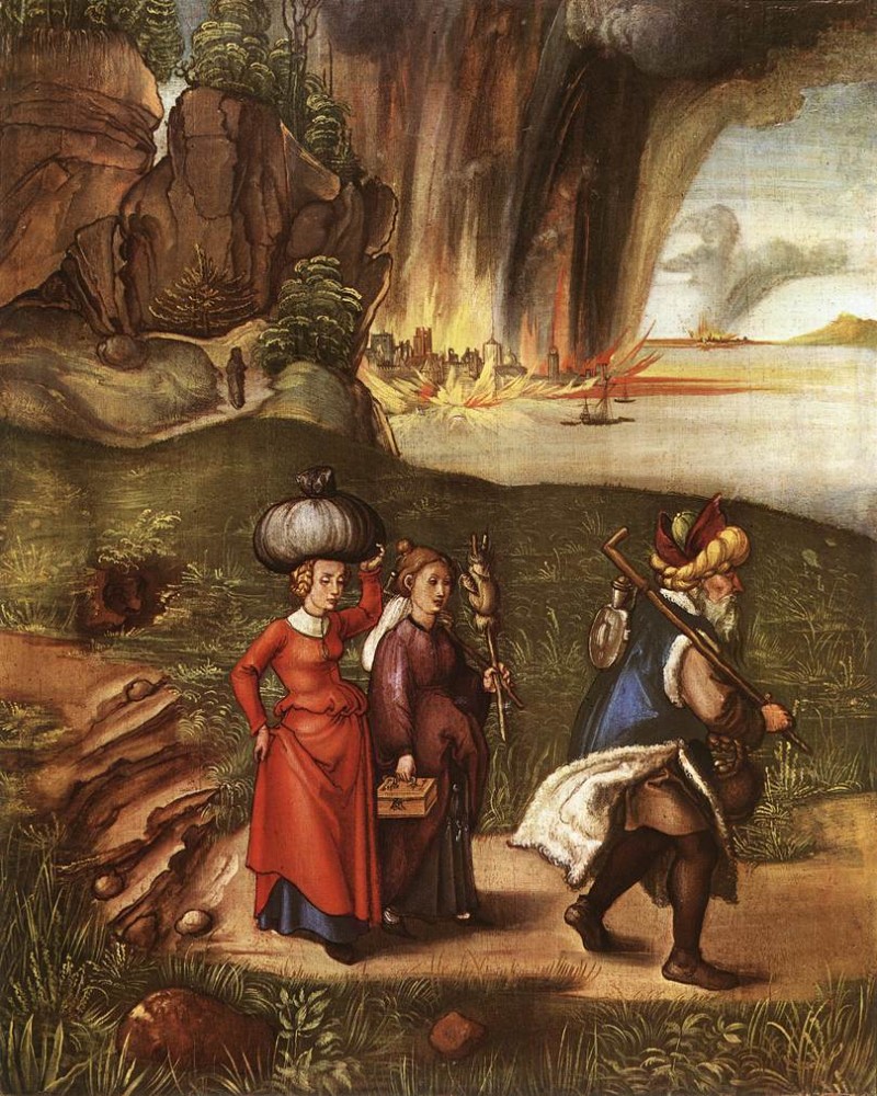 Lot Fleeing with his Daughters from Sodom by Albrecht Dürer