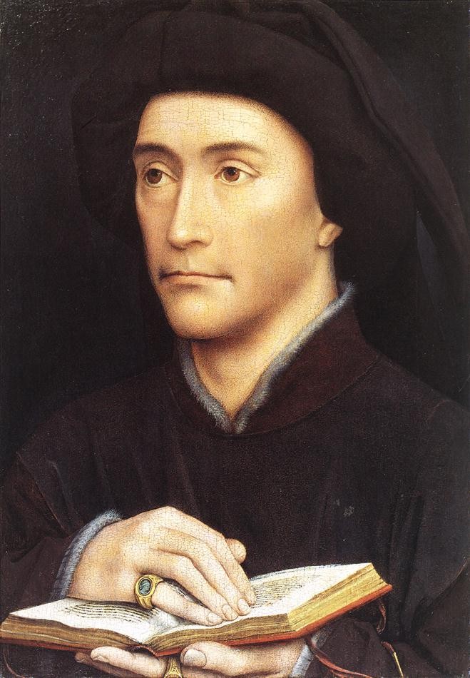 Man holding book by Rogier van der Weyden