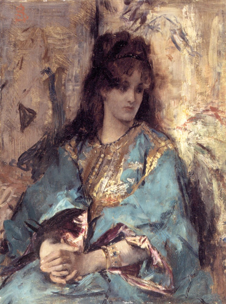A Woman Seated In Oriental Dress by Alfred Émile Stevens