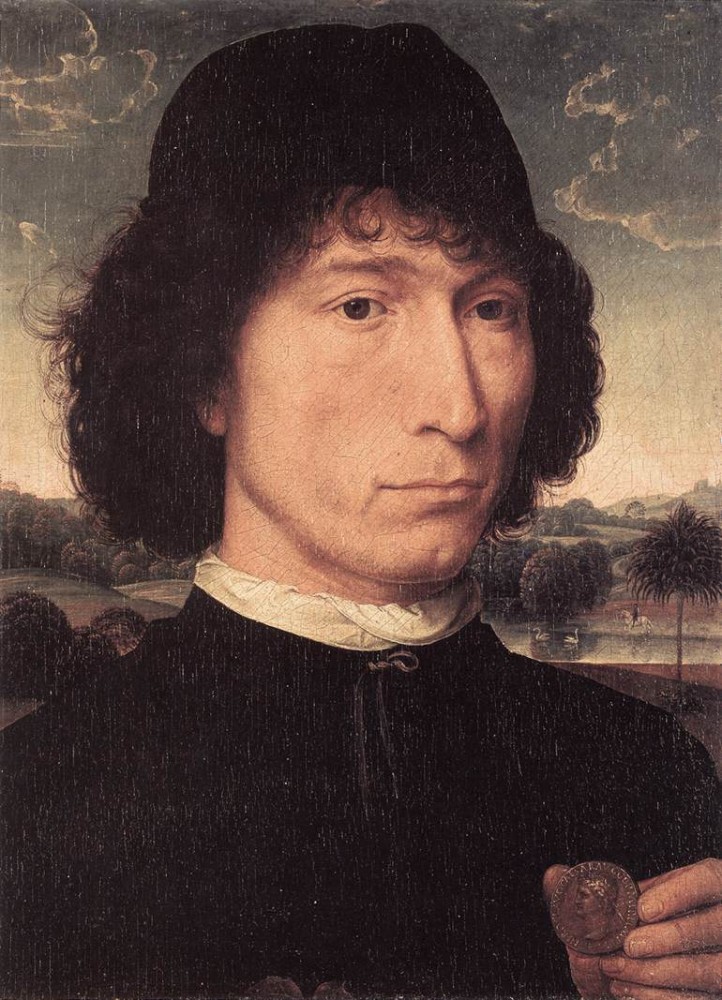 Portrait Of A Man With A Roman Coin by Hans Memling