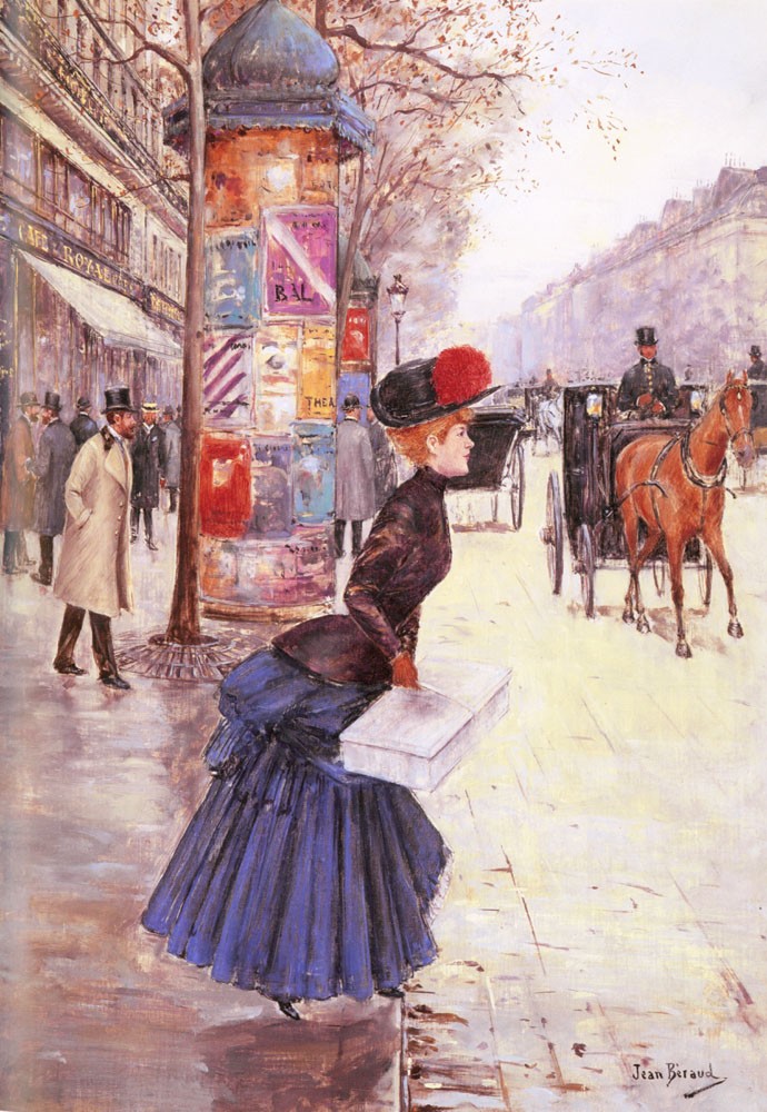 Jeune Femme Traverrsant Le Boulevard by Jean Béraud