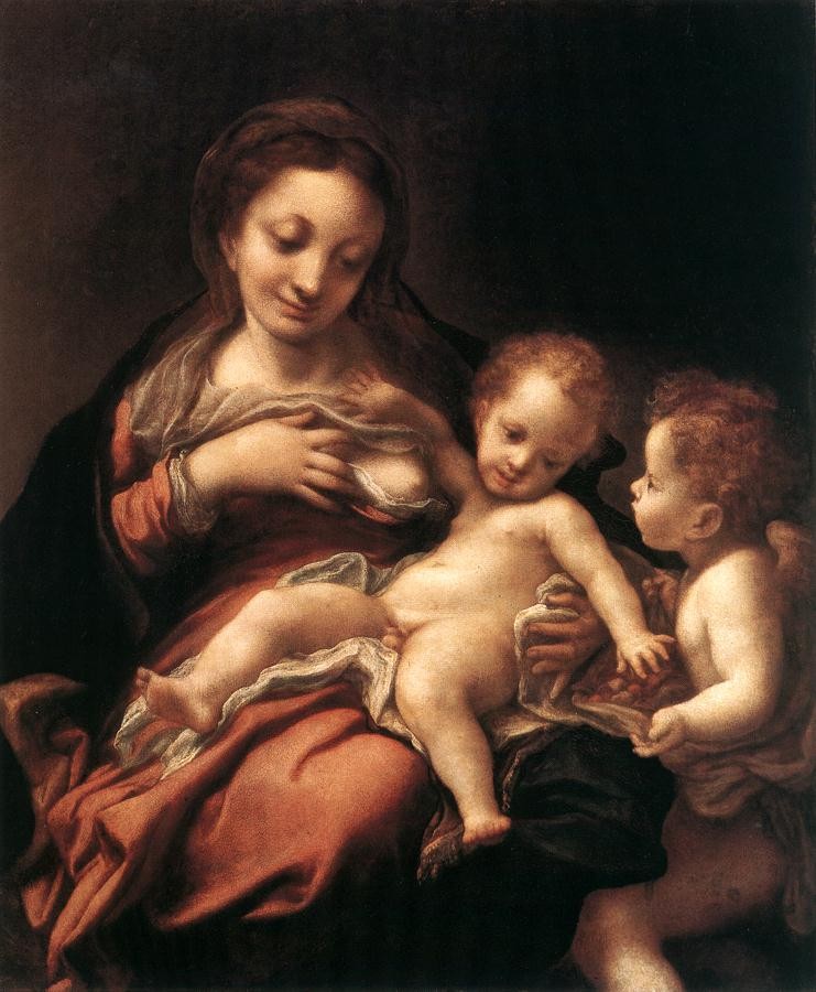 Virgin And Child With An Angel by Antonio Allegri da Correggio