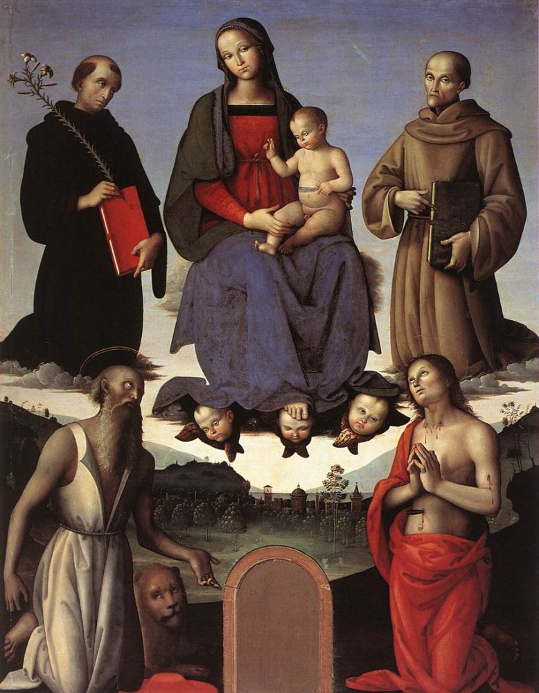 Madonna And Child With Four Saints by Pietro Perugino (Pietro Vannucci)