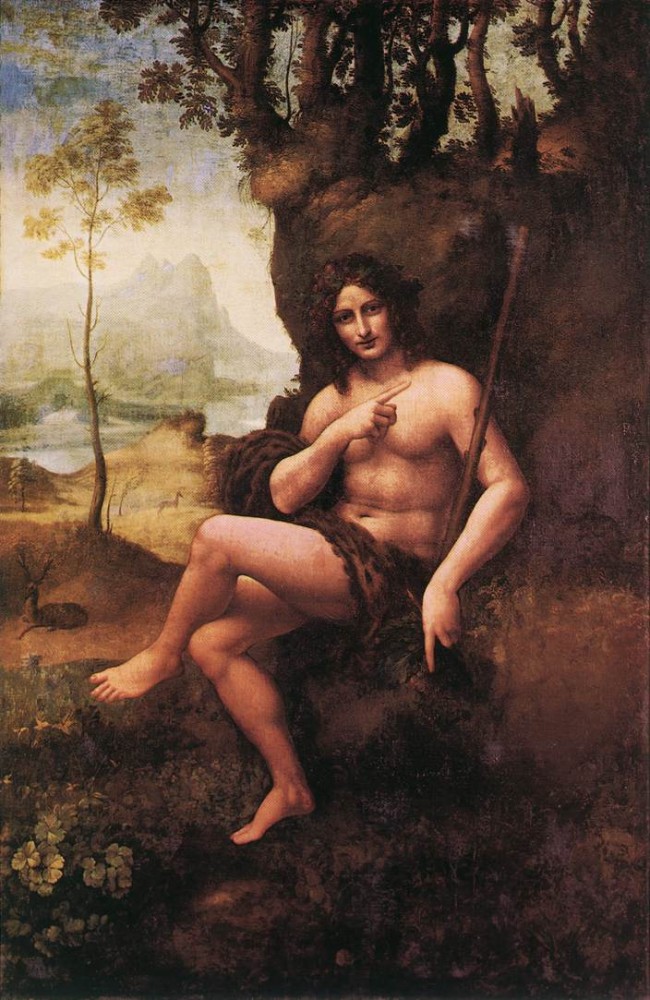 St John In The Wilderness (Bacchus) by Leonardo di ser Piero da Vinci