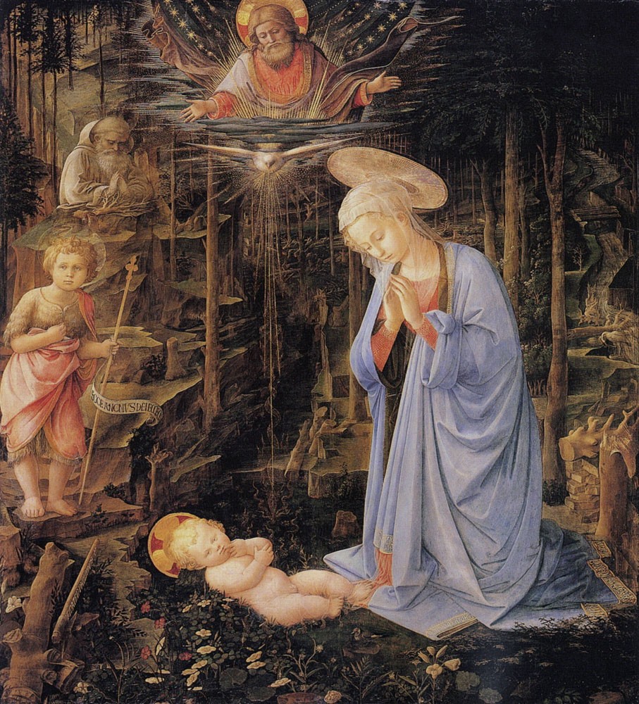 The Adoration With The Infant Baptist And St. Bernard by Filippino Lippi