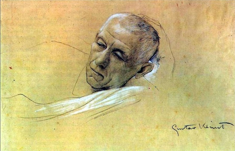 Head of a Recumbent Man Supporting Himself by Gustav Klimt