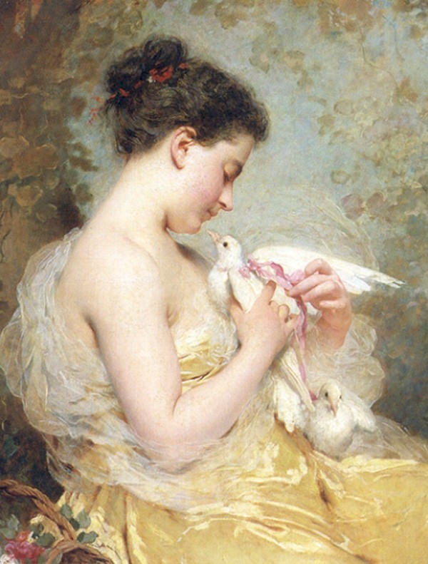 A Beauty with Doves by Charles Joshua Chaplin