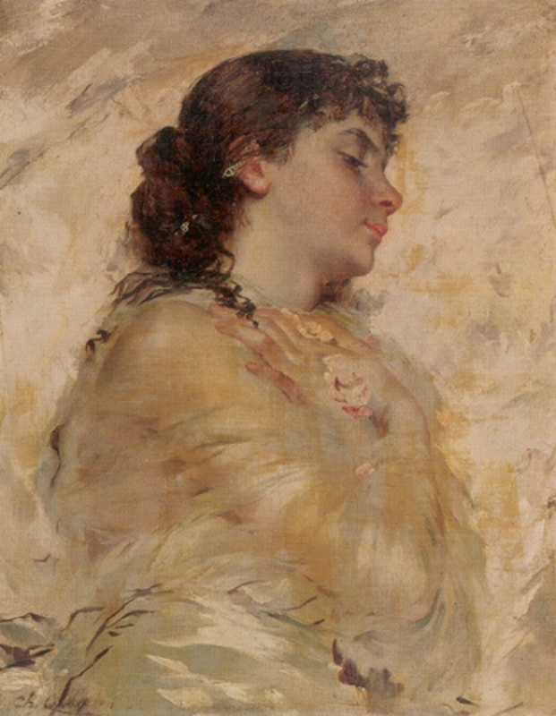 Portrait of a Young Woman in Profile by Charles Joshua Chaplin
