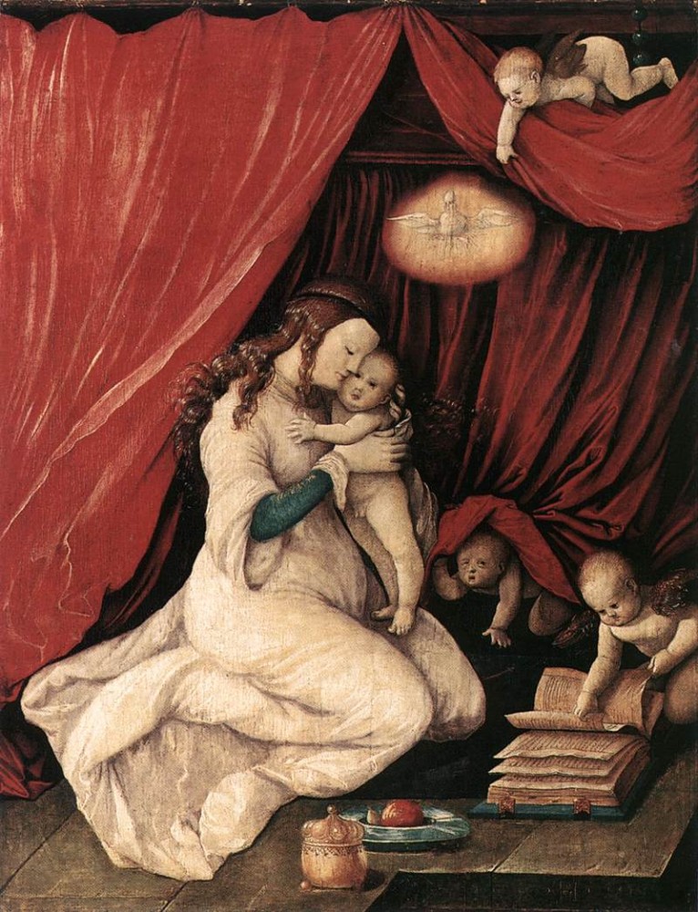 Virgin And Child In A Room by Hans Baldung Grien (Grün)