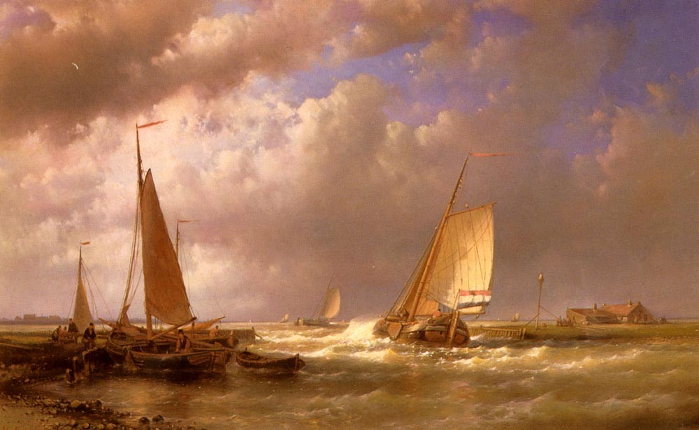 Dutch Barges At The Mouth Of An Estuary by Abraham Hulk