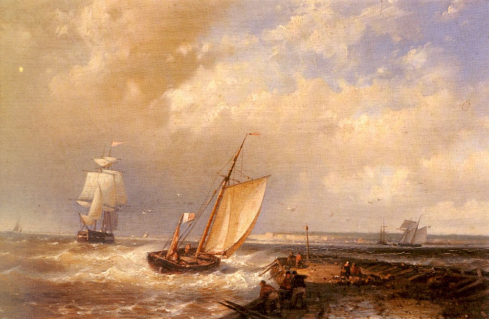 A Dutch Pink Heading Out To Sea With Shipping Beyond by Abraham Hulk