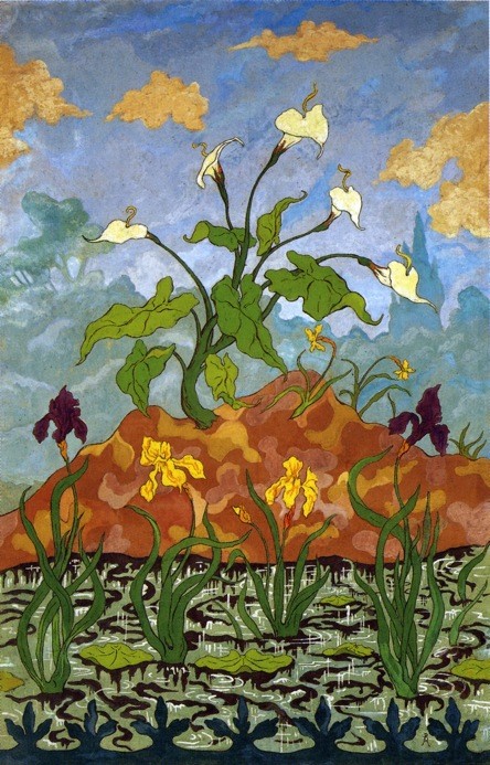 Four Decorative Panels Arums And Purple And Yellow Irises by Paul Ranson