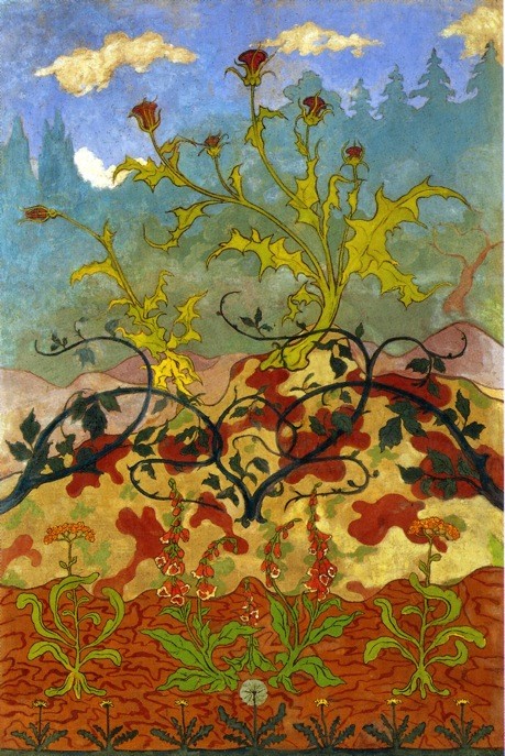 Four Decorative Panels Thistle And Digitales by Paul Ranson